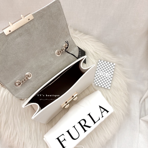 NWT Furla Bella Mini Crossbody Shoulder Bag Leather Petalo Cream White - Picture 9 of 11